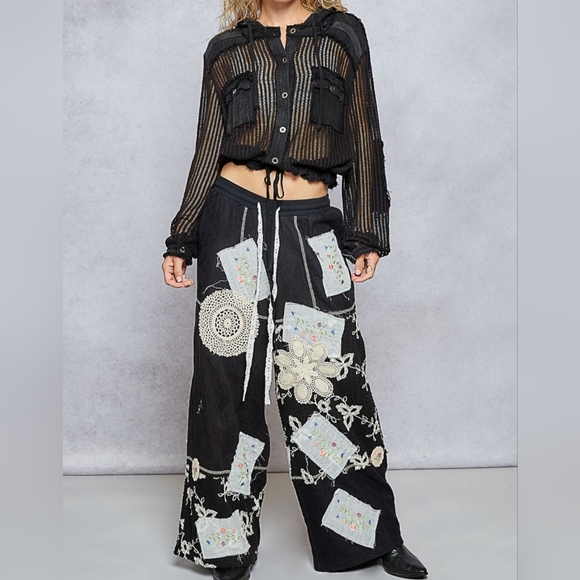 #518 🛑55 S,M,L Boho Contrast See Through Button Down Pocket Front Hooded - Picture 9 of 12